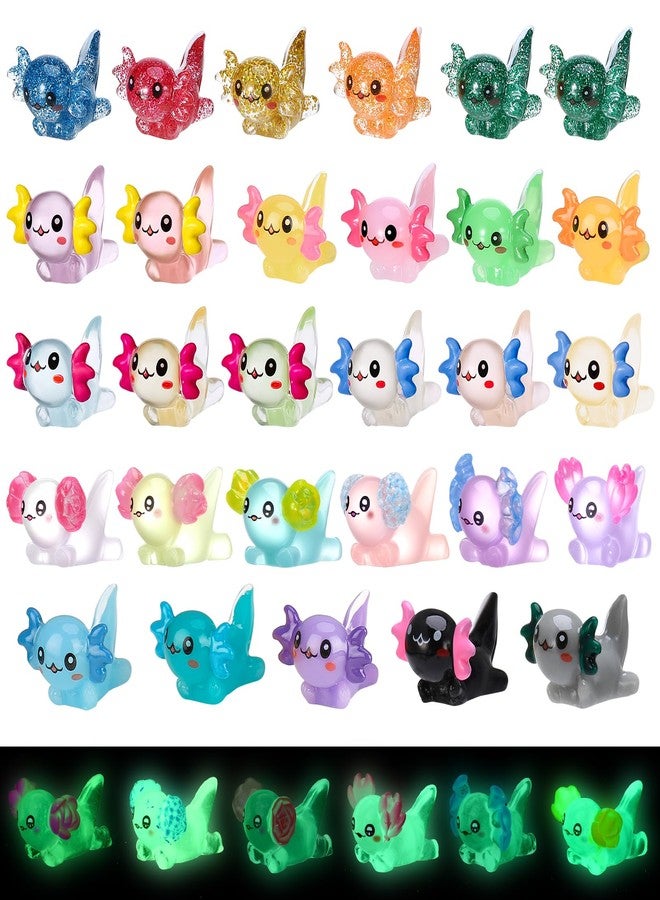 GGSTDDUP 29 Pcs Luminous Mini Resin Axolotl Glow in The Dark Little Tiny Resin Figurines Axolotl Bulk for DIY Garden Dollhouse Birthday Party Decoration Aquarium - Image 1